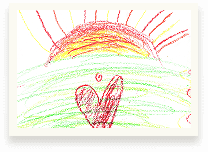 sun with heart drawing